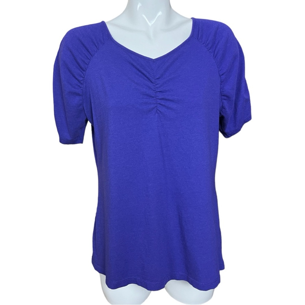 Fashion Bug Purple Short Raglan Sleeve Ruched Tee Size XL